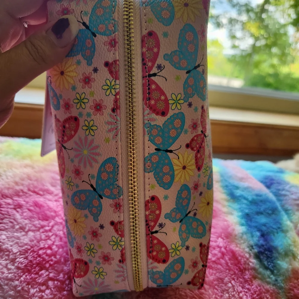 Blush Crush cosmetic makeup bag butterflies flowers NWT